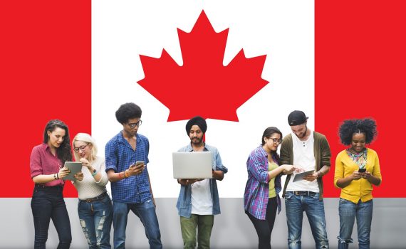 Canada National Flag Studying Diversity Students Concept